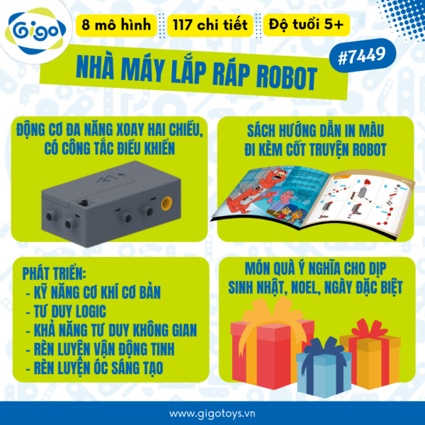 Lợi ích bộ đồ chơi Nhà Máy Lắp Ráp Robot #7449